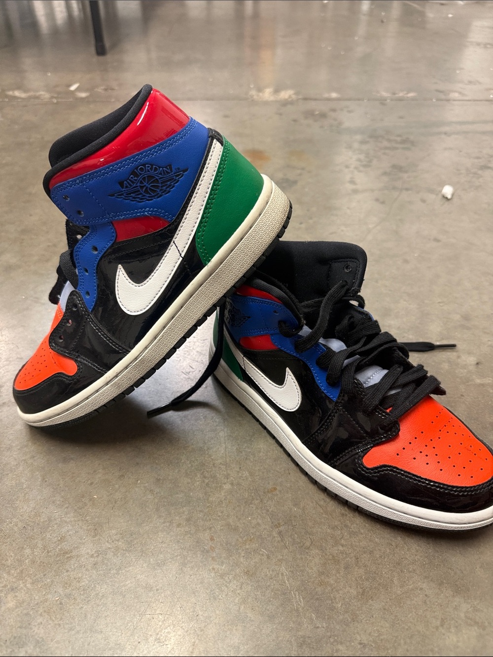 Jordan Kids Red, Blue, Green & Black High-Top Sneakers